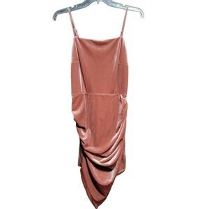 Akira Dusty Rose Draped Velvet Bodycon Mini Dress